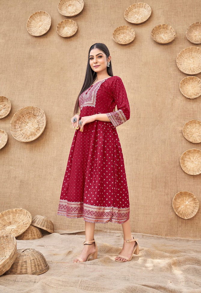 Kanak Nx Mehak Rayon Fancy Regular Wear Anarakali Kurti Collection